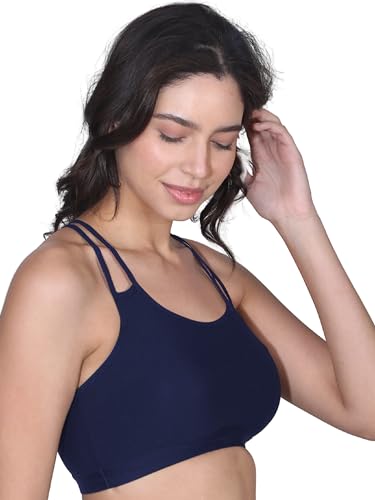 Image of DChica Essentials Padded Sports Bra for Women, High Impact Criss Cross, Removable Pads & Non Wired Bralette, Full Coverage Elasticated Underband, Daily Use Gym & Yoga