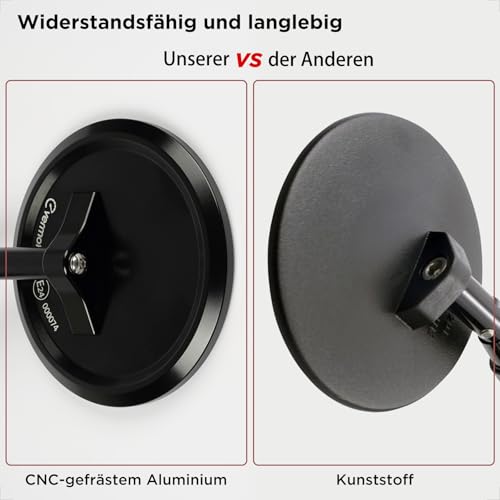 Evermotor Lenkerendenspiegel, E-geprüft, 360°Drehbar Motorrad Spiegel, CNC-gefrästem Aluminium, 7/8\ 22mm Runde MotorradSpiegel kompatibal mit Scooter, Roller, ATV, Moped (2 Stück)
