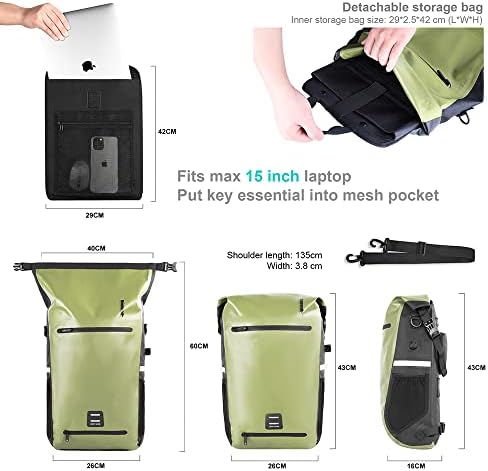Rhinowalk Bike Bag Waterproof Bike Pannier Bag 22L for Bicycle Cargo Rack Saddle Bag Shoulder Bag Laptop Pannier Rack Bicycle Bag Professional Cycling Accessories