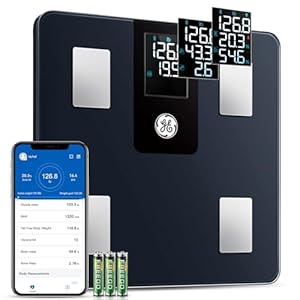 GE Smart Scale for Body Weight and Fat Percentage with All-in-one LCD Display, Digital Bathroom Weight Scales Bluetooth Body Fat Scale Body Composition Analyzer, Accurate Weighing Scale, 396 lbs