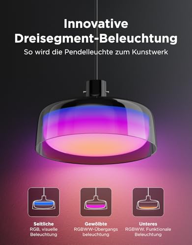 Govee Pendant Light, 3-Layer RGBIC Smart Hanging Light Compatible with Alexa, Google Assistant and Matter, 1300LM Lights Pendant for Dining Room - 2