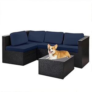 Stretch-Sitzkissenbezüge für Rattan-Gartenmöbel, Terrassen- und Balkonsofas, stilvolles Outdoor-Zubehör für Wohnwagen und Deck-Sitze, Marineblau, 2 Stück