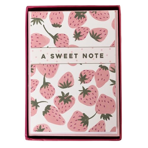 Image of Graphique Pink Strawberries Boxed Cards, 16 Pack Set, All Occasion Greeting Cards with Envelopes, Blank Inside for Personalized Notes, 3.25 inch x 4.75 inch
