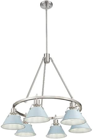 Golden Lighting 3306-6 PW-DB Orwell - 6 Light Chandelier-20.38 Inches Tall and 29 Inches Wide, Finish Color: Pewter, Shade Color: Dusky Blue