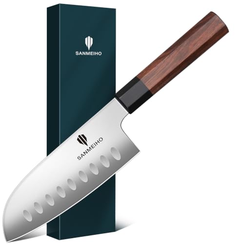 SANMEIHO 5 Inch Santoku Knife for Small Hands, Japanese High Carbon Steel
