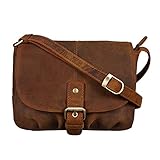 handtasche leder cognac braun Zeitlose Farben - passend zu jedem Outfit | moderner Vintage Look | stabiler Reißverschluss über dem Hauptfach | verstellbarer Schultergurt (75 - 130 cm) | brillante Aufteilung im kompakten Format