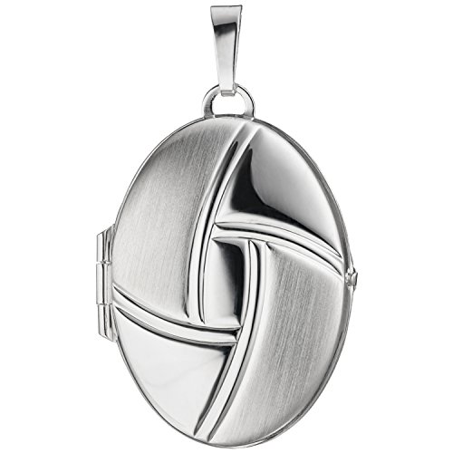 Jobo Damen-Medaillon aus 925 Sterling Silber Oval zum Öffnen für 2 Fotos