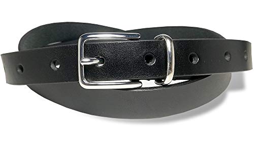 [栃木レザー] 日本製 一枚革 ナローベルト メタルサルカン 9ホール メンズ レディース 80cm-100cm Mサイズ 細身 カジュアル TGB-5005 (black)
