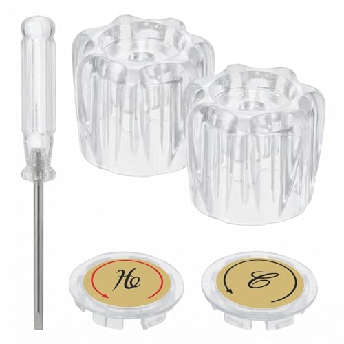 MAZXRKVT 2 PCS Clear Acrylic Faucet Handles Replacement Kit Bathtub Knobs Parts Faucet Knobs for Bathroom Kitchen Sink with Screwdriver