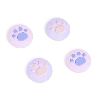 DLseego Cute Crystal Cat Claw Design Thumb Grip Caps Design for Switch & Switch Lite & Switch OLED, Joystick Cap Soft Silicone Cover Crystal Pink&Purple