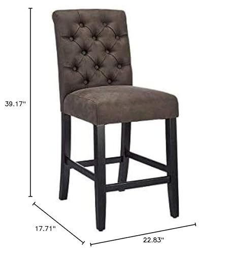 Canglong Tufted Leather Kitchen Counter Height Stool Chair For Bar, Kitchen, Dining Room, Living Room And Bistro Pub, Set Of 1, Black #TOP6