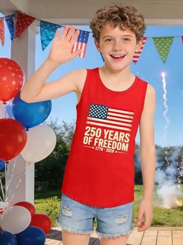 Image of CAZYCHILD Girls American Flag Tank Tops Boys 4th of July Shirts USA Summer Sleeveless Tee Independence Day Outfit 5-14y