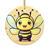 Matériaux de haute qualité : ce pendentif circulaire WHJSHOP à motif d'abeille jaune est fabriqué en céramique de haute qualité, léger, bien formé, pas facilement endommagé, résistant à l'usure et fiable, avec des couleurs d'impression claires, ne se décolore pas facilement, et a une longue durée de vie