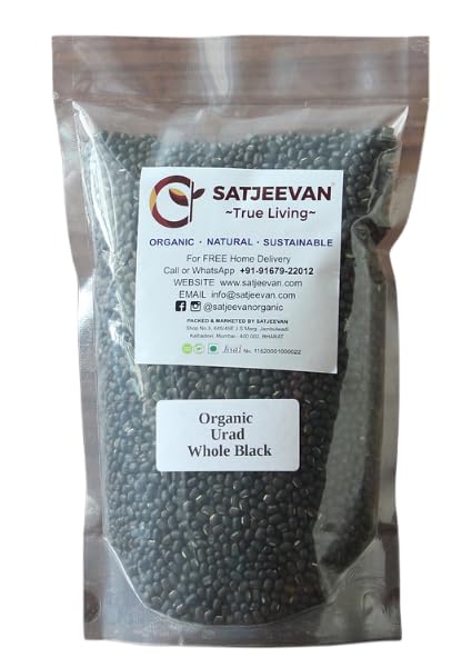 Satjeevan Organic Urad Whole Black Dal, Organic, 500g