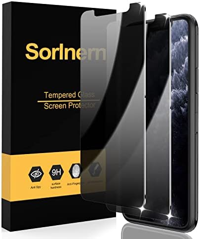 sorlnern Privacy Screen Protector for iPhone 11 Pro Max/iPhone Xs Max (2 Pack), iPhone 11 Pro Max Anti-Spy 9H Hardness Tempered Glass Film Case Friendly Bubble Free 3D Touch Support (6.5 Inch)