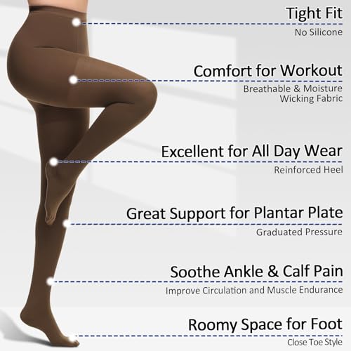 Image of Beister Medical Compression Pantyhose for Women Men, Opaque Closed Toe 20-30mmHg Graduated Support Tights, Waist High Compression Leggings for Varicose Veins, Edema, Flight, DVT