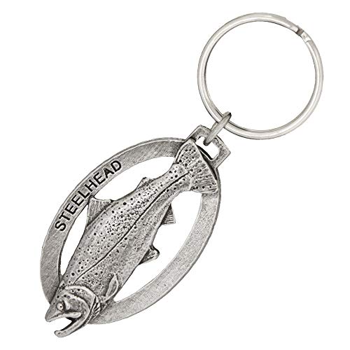 Image of Steelhead Male Keychain Pewter Keychain, F032KC