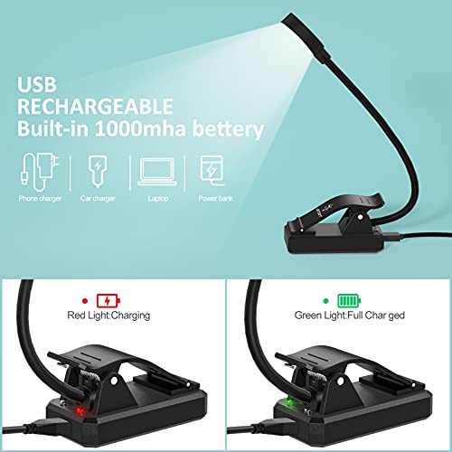 LENCENT Luminária para Livros 9 LEDs, Luz de Leitura com Proteção para Olhos 12 Modos com Presilha,