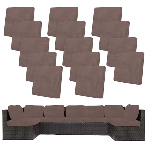 14Pcs Stretch Patio Cushion Covers,Outdoor Couch Covers Replacement,Outdoor Couch & Sofa Slipcovers,for Patio Furniture Cushion Covers,Washable Reusable Furniture Protector (Camel,Cover Only)