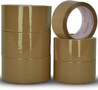 HomiHolic-Pack of 6 Brown Tape for Packing Boxes 48mm x 66m (W x L) Parcel Tape Strong Brown Rolls, FSC Certified Sticky Tape, Packing Tape Strong for Moving Boxes & Storage Cartons