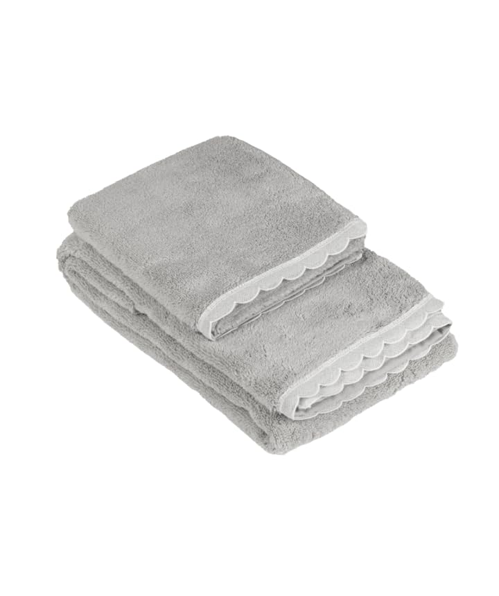 Fazzini Château Couple 60x110 : Le linge de lit anti-plis coloris Gris Perle et Blanc