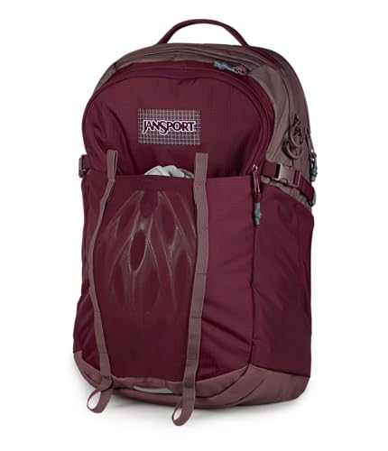 Image of JanSport 34L All Around Pack - 15 inch Laptop Sleeve, Cherry Lacquer | Versatile Rucksack w /Hydration Sleeve, Reflective Accents & Safety Whistle