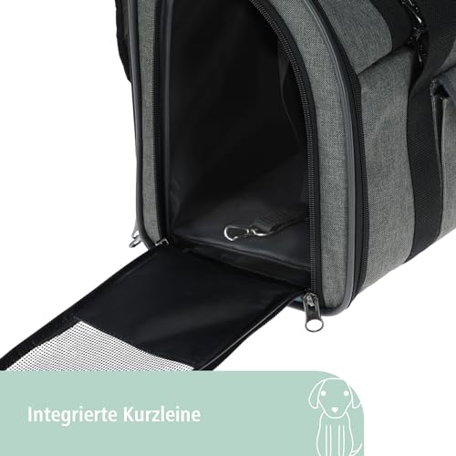 Kerbl Pet Hunderucksack Vacation, Hundetasche, Hundetransport, grau, blau, 43x24x30cm, Oxfordgewebe, kleine Hunde, Katzen, robust, schmutzabweisend