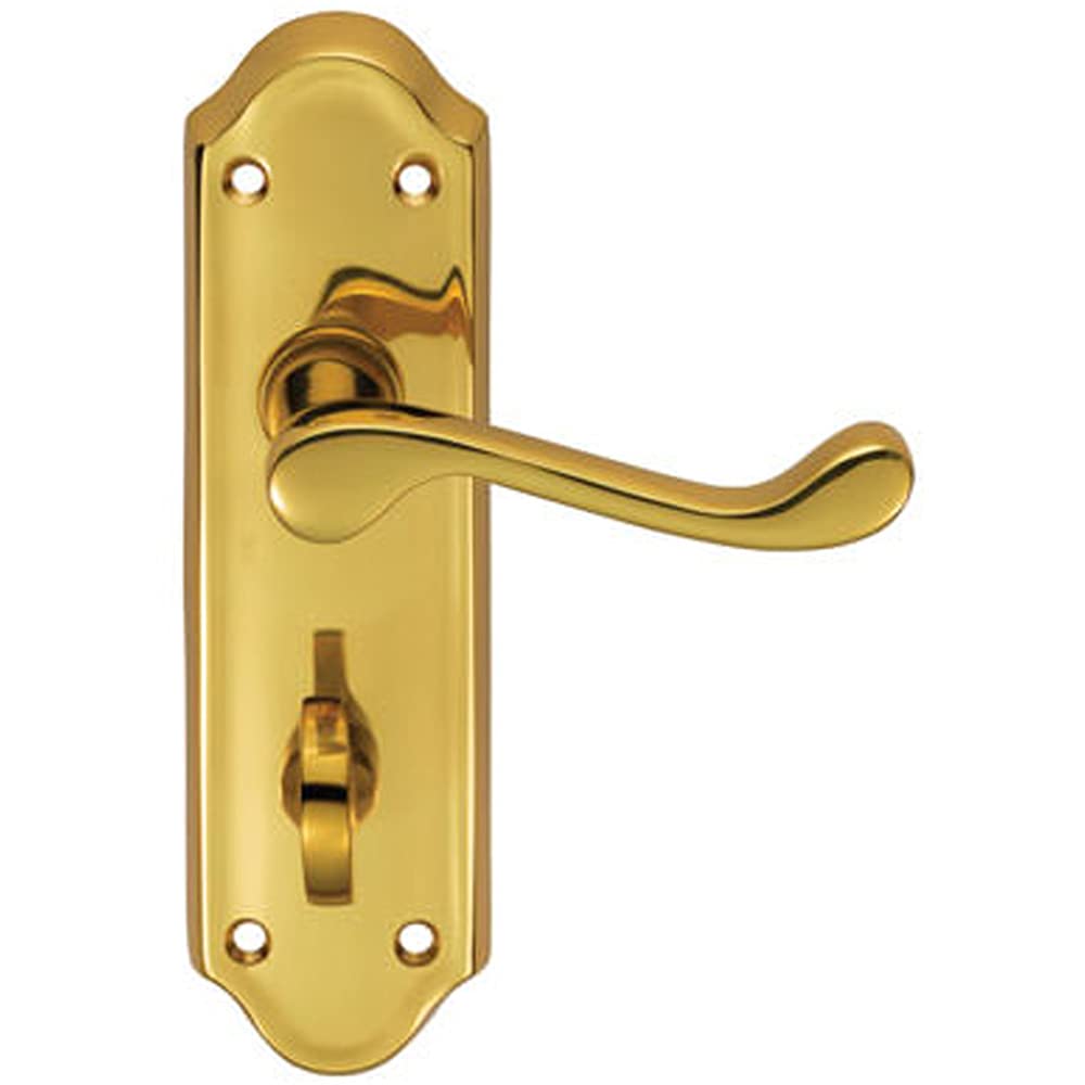 Pair Victorian Upturned Lever On Bathroom Backplate 168 X 47mm Polished Brass from B&Q