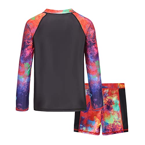 Image of Girls Rash Guard Set for Girls Long Sleeve Swimsuits Hawaiian Two Piece Bathing Suits Swimwear Set