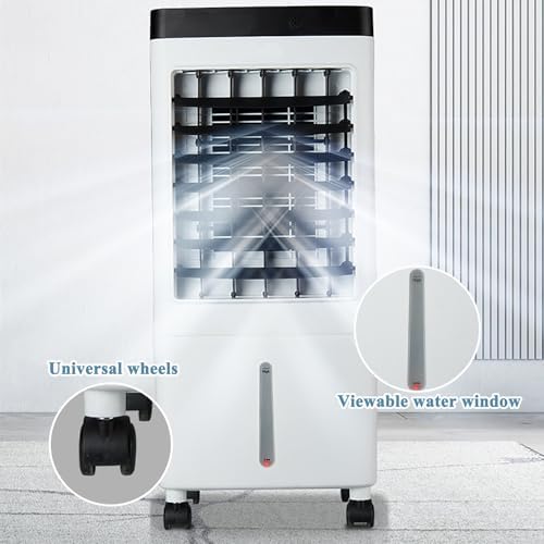 Portable Air Conditioner, 10L Evaporative Cooler with Remote Control, Adjustable Wind Speeds - Perfect for Bedrooms, Living Rooms & Outdoor Use, Energy-Efficient White Design