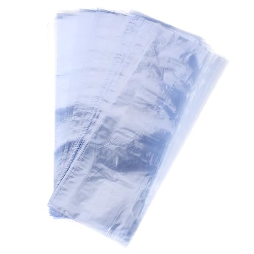 BEBEMOKO 100pcs PVC Heat Shrink Wrap Bags for Bottles Transparent Packaging Film Easy to Use Sealer for Dust Protection for Storage of Crafts Makeup and More