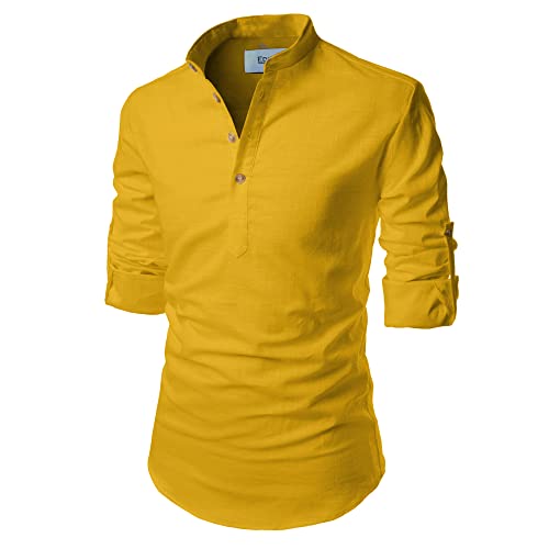 Image of Men's Full Sleeve Beige Color Cotton Blend Spread Slim Fit Shirt Style Kurta for Men and Boys