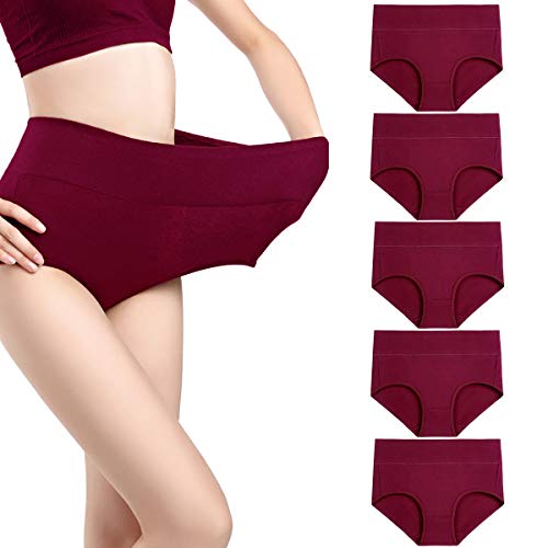 Image of wirarpa Women's Cotton Underwear High Waist Full Coverage Brief Panty Multipack