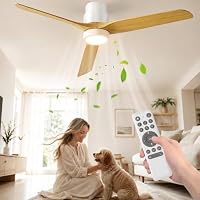 Ateroll 132 CM Deckenventilator mit Beleuchtung und Fernbedienung, Ultraleiser DC-Motor, 3 Blätter, 6 Geschwindigkeiten, 1/4/8H Timer, Dimmbarem LED, Sommer-Winterbetrie für Wohnzimmer Schlafzimmer – Ansicht 1