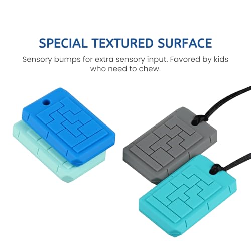 Chew Necklaces for Sensory Kids, Maze Design Chew Necklace, Oral Motor Chewy Teether for Chewers with Autism, ADHD, SPD, or Biting Needs, 4 Packs - Image 6