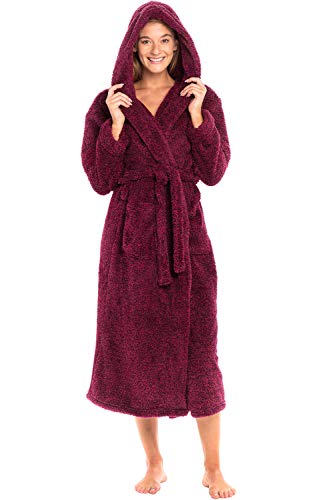 Image of Alexander Del Rossa Womens Fluffy, Fuzzy Robe for Women,Women's Long Hooded Robes, Plus Size