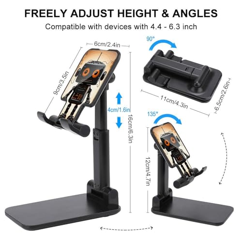 Support de téléphone pour bureau pliable et réglable en forme de robot noir - 2