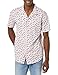 Amazon Essentials Men's Vacation Cotton Resort Shirt, Slim-Fit Short Sleeve, Lavender Palm Leaf Print, Large