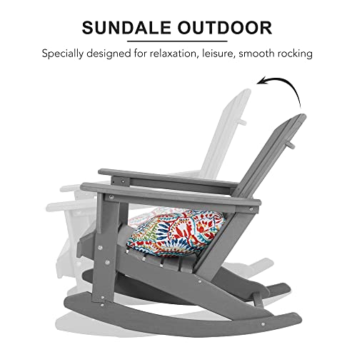 Sundale Outdoor Adirondack Rocking Chair With Pillow/Cushion, Patio Plastic All Weather Adirondack Rocker, Perfect For Outside, Lawn, Garden, Pool, Yard, Grey #TOP5