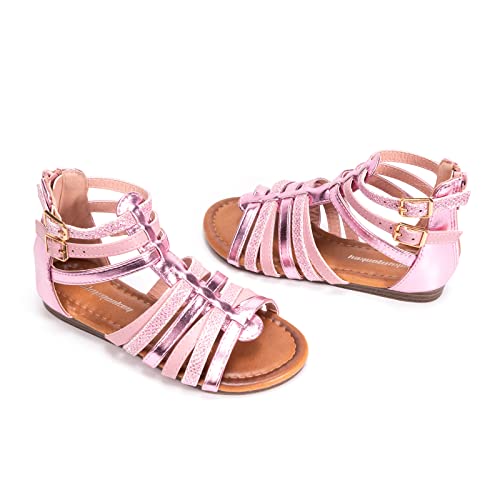 Image of FUNKYMONKEY Girls Gladiator Strap Sandals Flat Thong Cross Strappy Sandals