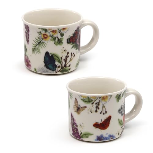 Puckator - Set of Two Porcelain Coffee Cups with Butterfly Theme, Animals - Original English Design Butterfly Meadows - Espresso Cup - Image 3