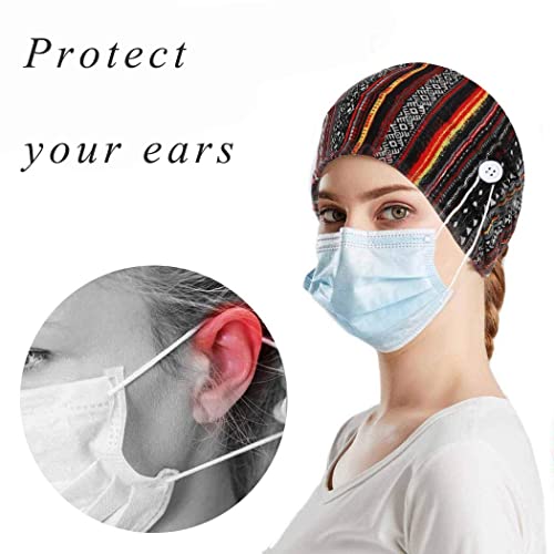 Cakure Boho Button Headbands Wide Knotted Head Bands Stretchy Hairbands Nurse Turban Head Wraps Workout Ear Saver Headwear Sport Yoga Hair Accessories For Women And Girls Pack Of 3 (Type A) #TOP2