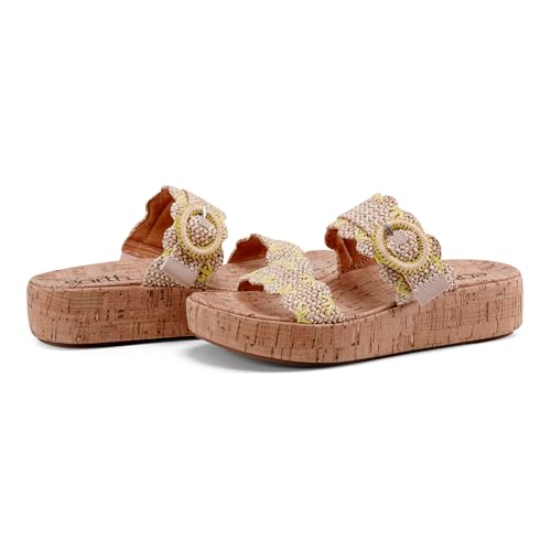 Sandale compensée Subtle Earth Femme en cuir sable confortable - 2