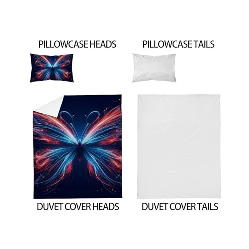 Housse de couette papillon 135x200 microfibre avec taie d'oreiller lit single