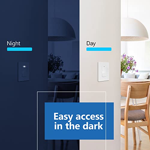 Lider Minimalist Design Matte Finish Lighted Decorator Switch, Single Pole Frameless Paddle Light Switch With Locator Light, Grounding Screw, 15A 125V, Ul Listed, Ls15-1P-W, White #TOP6