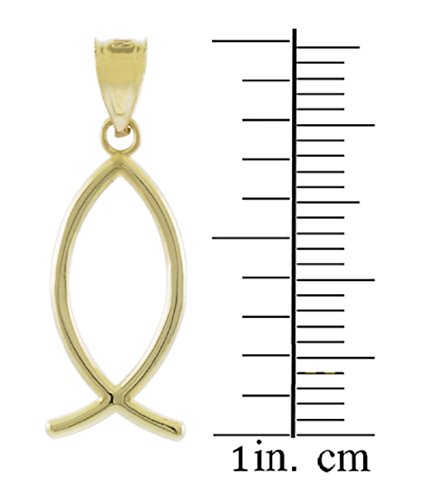 14k Yellow Gold Ichthus Christian Vertical Fish Pendant3