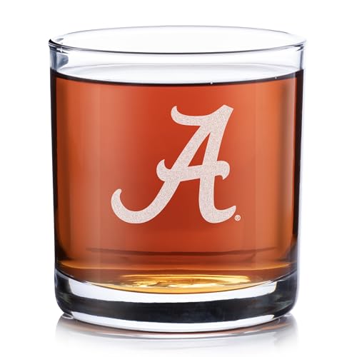 Lifetime Creations Alabama Crimson Tide Whiskey Glass - Officially Licensed Fan Gifts for Football, Basketball, Alumni Gift for Men, Made in USA