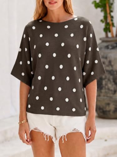 Image of Cicy Bell Womens Oversized Short Sleeve Sweaters Tops Knit Fall Pullovers