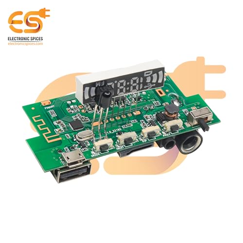 Image of Electronic Spices 5V Wireless HI-FI USB /FM / 5 watt + 5 watt Audio Amplifier Bluetooth Circuit Module with Display Pack of 1