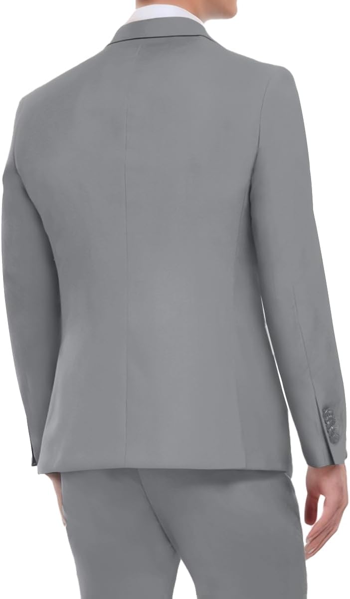 Mens 3 Piece Slim Fit Suit Set, Double Breasted Blazer Vest Pants Business Tuxedo Dress - Image 4